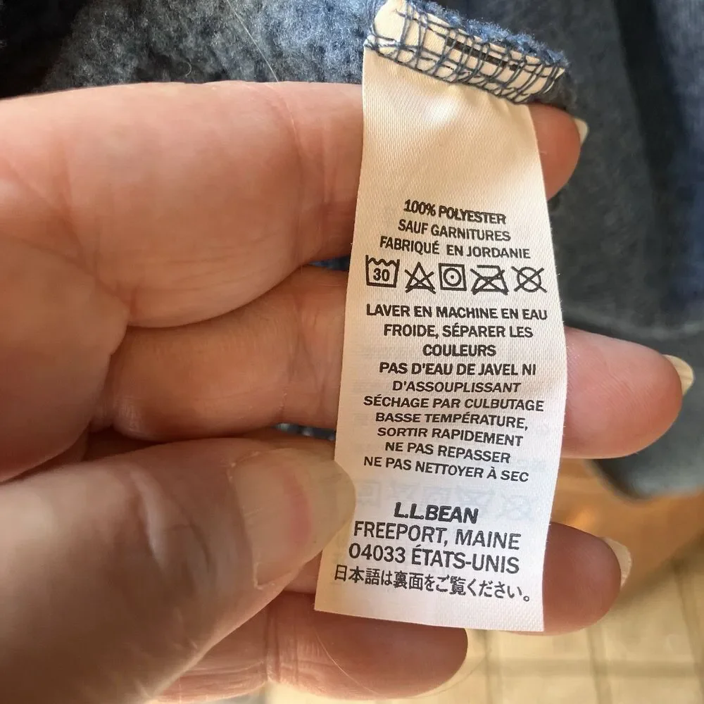 LL Bean Mens Sweater Fleece Pullover Jacket Blue 1/4 Snap Slightly Fitted XXLT - Picture 12 of 14